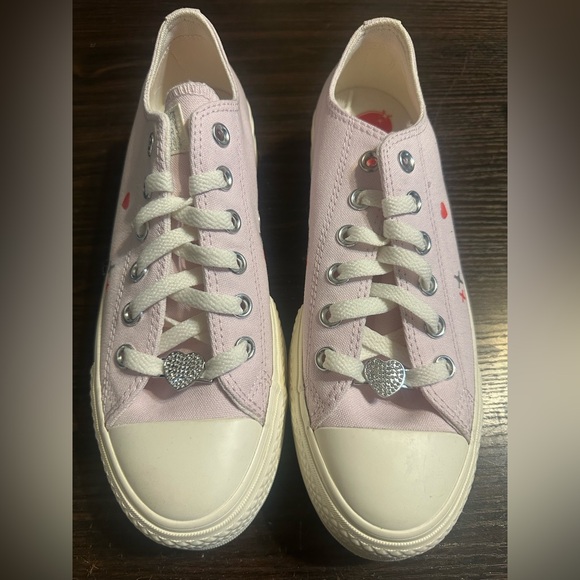 Converse Shoes - Converse Pink and White Women's Sneakers with Heart Charm